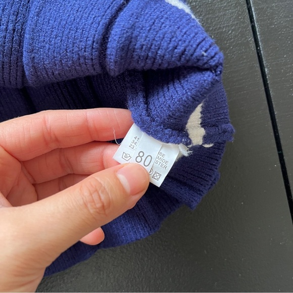 Babygirl Navy Sailor Dress Long Sleeve Nautical Knit Pleated Dress - Picture 7 of 12